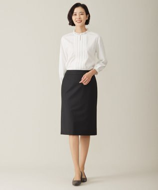 J.PRESS LADIES S 【吸水速乾】プレーティングジャージー フリル襟 カットソー ホワイト系