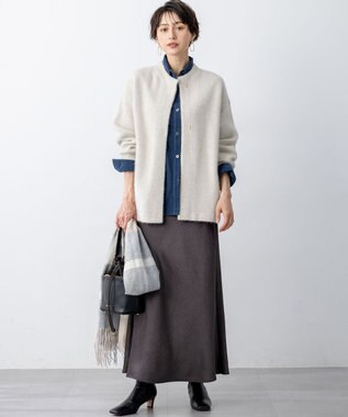 23区 カシミヤ チェック マフラー ベージュ系