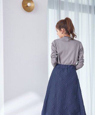 Tiaclasse 【洗える】配色ボタンニットトップス ライトグレー