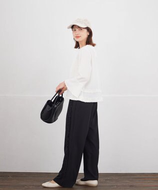 Tiaclasse L 【ブラウス×パンツ2点ット】フリルデザインセットアップ オフホワイト