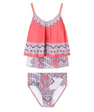 San-ai Resort（三愛水着楽園） ロングパンツセット水着　9M・11L　【Coral veil（コーラルヴェール）】 オレンジ