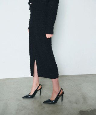 GRACE CONTINENTAL ラメツイードニットスカート ブラック