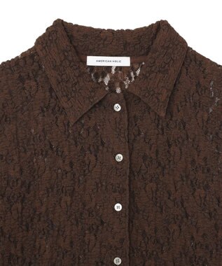 AMERICAN HOLIC 半袖襟付きレースカーディガン Brown
