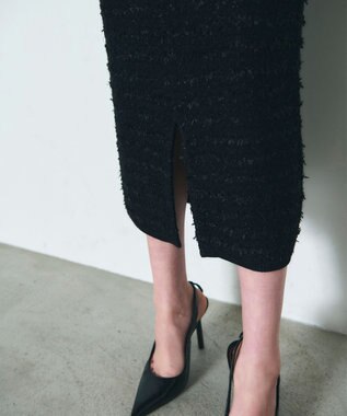 GRACE CONTINENTAL ラメツイードニットスカート ブラック