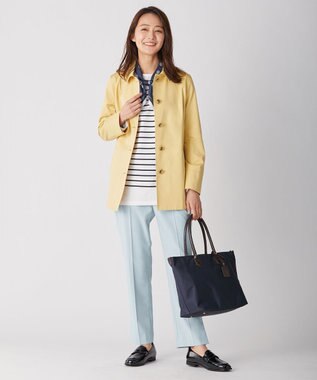 J.PRESS LADIES 【洗える】ポリエステルレーヨンマイクロギャバストレッチ テーパード パンツ サックスブルー系