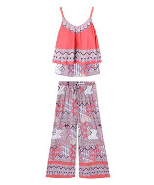 San-ai Resort（三愛水着楽園） ロングパンツセット水着　9M・11L　【Coral veil（コーラルヴェール）】 オレンジ