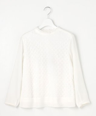 J.PRESS LADIES パウダリーツイルレースコンビ カットソー ホワイト系