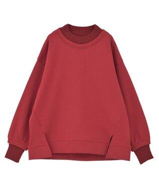Green Parks リブドッキング裏起毛プルオーバー Red