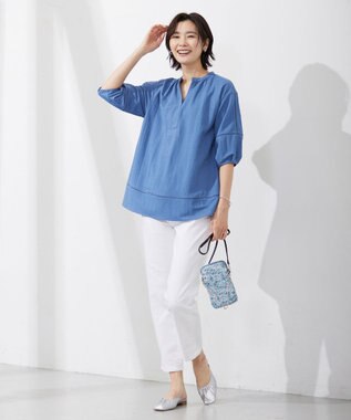 J.PRESS LADIES 【洗える】BASIC STRETCH DENIM ストレート パンツ ホワイト系