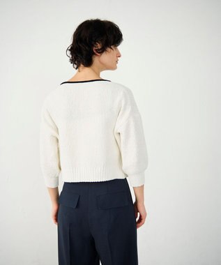 GRACE CONTINENTAL バイカラールーズニットカーディガン ホワイト