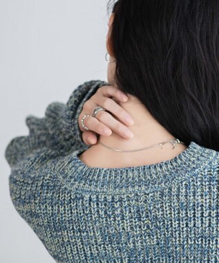 WEGO ミックスカーラーショートニット サックス