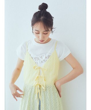 earth music&ecology フラワーレースキャミワンピース Yellow