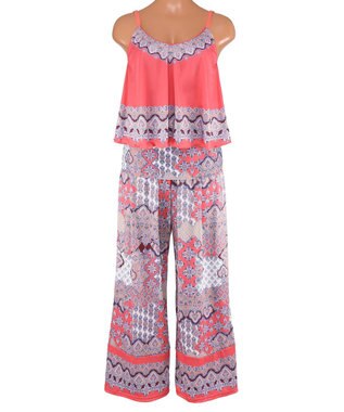 San-ai Resort（三愛水着楽園） ロングパンツセット水着　9M・11L　【Coral veil（コーラルヴェール）】 オレンジ