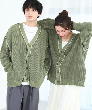 WEGO ハンドステッチカーディガン グリーン