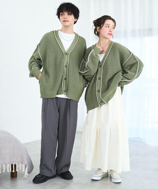 WEGO ハンドステッチカーディガン グリーン