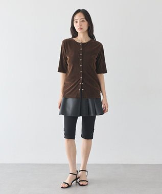 earth music&ecology フロッキーチュールカーディガン Brown