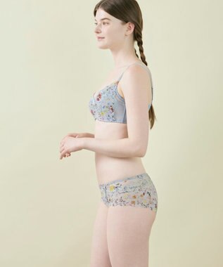 une nana cool MADE WITH LIBERTY FABRIC さあわたし レース 脇高ブラジャー ダークブルー