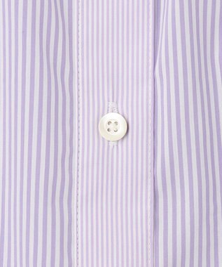 J.PRESS LADIES S 【洗える】 FAST コットンナイロン ストライプ バンドカラー ブラウス ふじ色系1