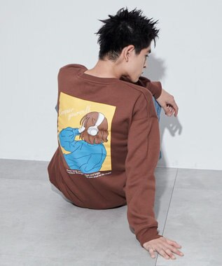 WEGO 【ユニセックス着用ITEM】ガールイラストグラフィックプルオーバー ブラウン