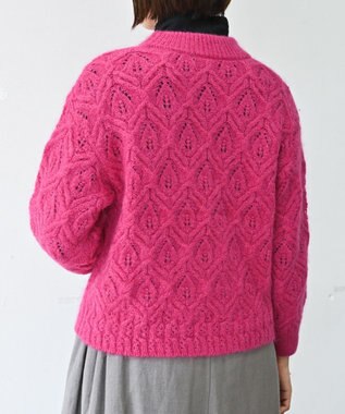 muuc 〈うっとり柔らか上質な極細繊維〉〈キッドモヘア×ウール×アルパカ×シルク〉リーフ模様編み セーター ピンク