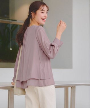 Tiaclasse 【新色追加・洗える】重ねヘムタックブラウス ピンク