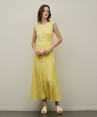 GRACE CONTINENTAL バイカラーボウタイニットワンピース イエロー