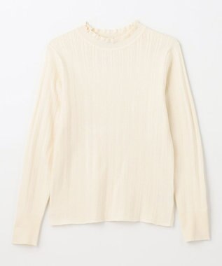 ANY 【洗濯機可/吸湿発熱】フリルネックリブニット オフ