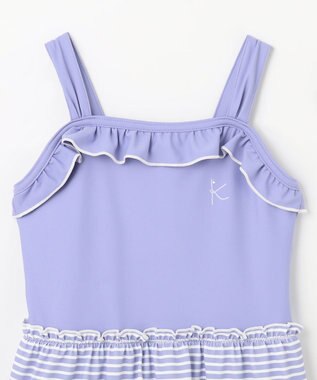 組曲 KIDS 【XS-Lサイズ】ストライプ スイムウェア(ワンピース) ラベンダー系1