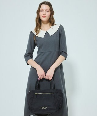 TOCCA 【サスティナブル素材・WEB＆一部店舗限定】NUOTO NYLON TOTE トートバッグ ブラック（ショルダー紫ピンク）