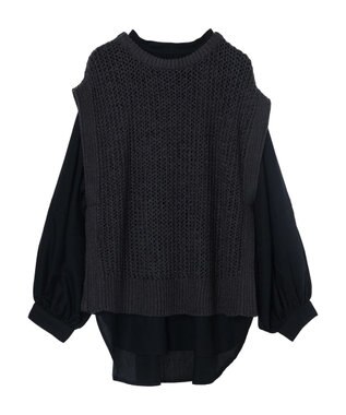 AMERICAN HOLIC ＳＥＴ　ボリュームスリーブシャツ＋ニットベスト Ivory