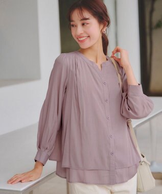 Tiaclasse 【新色追加・洗える】重ねヘムタックブラウス ピンク