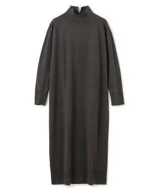 UNFILO 【洗える】ハイネックＩラインニットワンピース チャコール