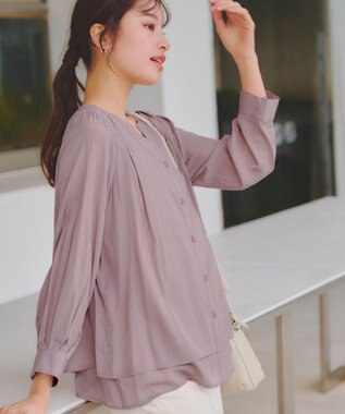 Tiaclasse 【新色追加・洗える】重ねヘムタックブラウス ピンク