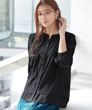 Tiaclasse 【新色追加・洗える】重ねヘムタックブラウス ブラック