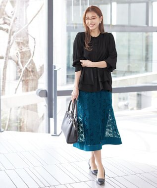 Tiaclasse 【新色追加・洗える】重ねヘムタックブラウス ブラック