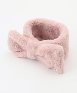 ANY KIDS パール×リボンファーマフラー ピンク