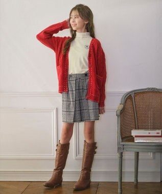 組曲 KIDS 【S-Lサイズ】 ケーブルニットカーディガン レッド