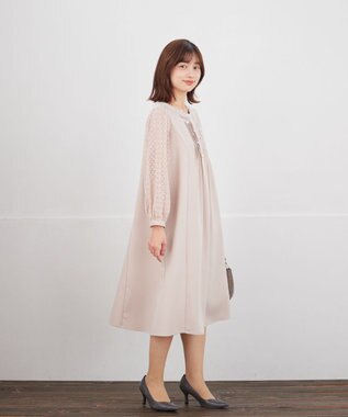 Tiaclasse レーススリーブワンピース グレージュ