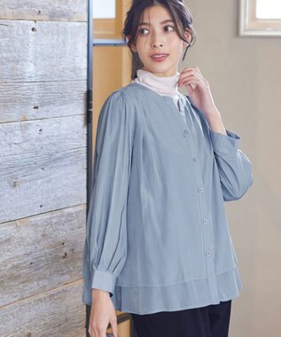 Tiaclasse 【新色追加・洗える】重ねヘムタックブラウス サックス