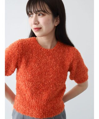 Green Parks テープヤーン半袖ニットプルオーバー Orange