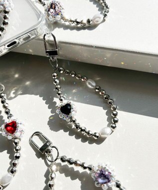 WEGO ハートビジューストラップキーホルダー