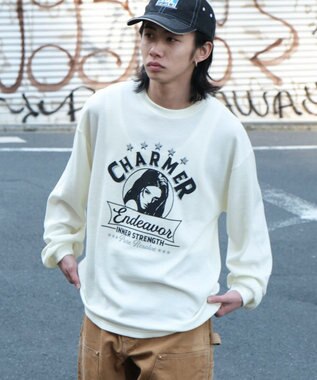 WEGO ワッフルグラフィックT（LS） オフホワイト