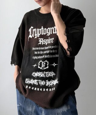 WEGO ダメージボーダーニットプルオーバー(SS) ブラウンボーダー