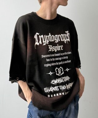 WEGO ダメージボーダーニットプルオーバー(SS) ブラウンボーダー