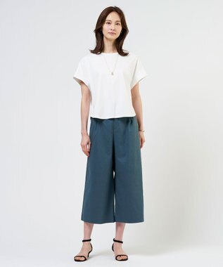 J.PRESS LADIES L 【2WAY】コットンスムース フレンチスリーブ カットソー ホワイト系
