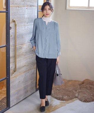 Tiaclasse 【新色追加・洗える】重ねヘムタックブラウス サックス