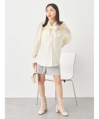 earth music&ecology シアードッキングブラウス Ivory