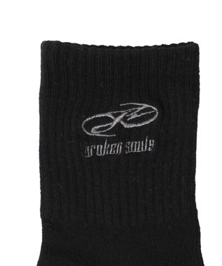 WEGO 底パイル刺繍デザインソックス（丈14㎝） ブラック