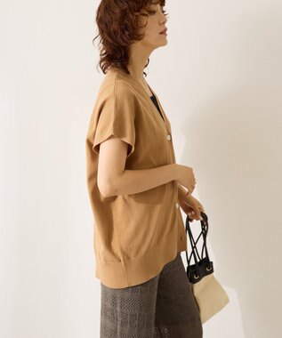 AMERICAN HOLIC フレンチスリーブＶネックニットカーディガン Camel