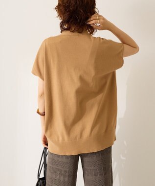 AMERICAN HOLIC フレンチスリーブＶネックニットカーディガン Camel